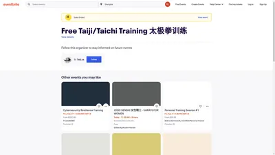 
				Free Taiji/Taichi Training 太极拳训练 Tickets, Multiple Dates | Eventbrite
			 
