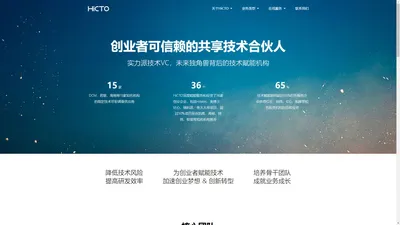 HiCTO - 创业者可信赖的共享技术合伙人，实力派技术VC，未来独角兽背后的技术赋能机构