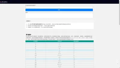 罗马数字 - 在线转换,罗马数字和阿拉伯数字对照表