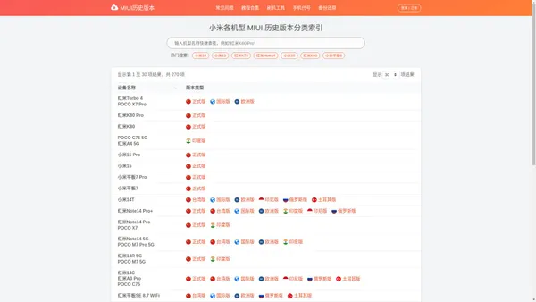 MIUI历史版本 – 各机型澎湃OS和MIUI旧版本下载索引