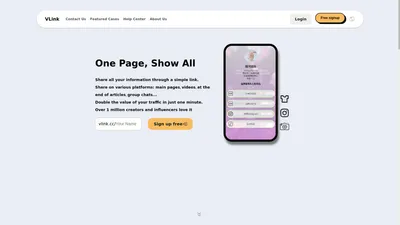 VLink - 微链,一个链接分享你的全部 ｜ link in bio tools