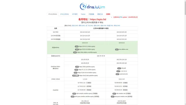 公共DNS大全地址汇总|去广告DNS服务器|公共DNS服务器|DNS地址 - dns.iui.im