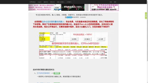 AI金融自动赚钱机器人,Excel Crypto Trading bot, 区块链自动量化交易基金平台，实现wequant、botvs 、等回测结果优异，优秀的数据提供商