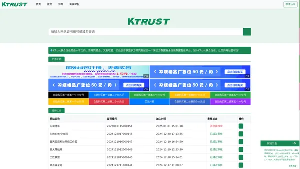 KTrust联合信任 - 第三方数据安全信用数据互信平台