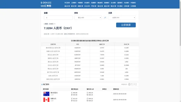 日元韩元港元澳元美元加元欧元对人民币汇率_今日汇率查询换算_韩元港元澳元汇率 - oo汇率网