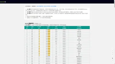 ASCII码表,ASCII码一览表,ASCII码对照表完整版-ASCII码中文站