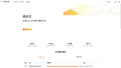 橘皮优 | 全球C2C GPU算力租用平台