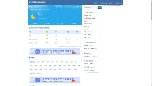 天气预报24小时详情,历史每月气温降雨查询 - 天气二四网