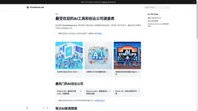 Cheatsheet.md: AI创业公司产品信息、评论、最新动态