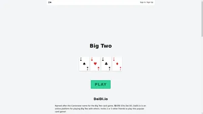 Free Online Multiplayer Big Two (锄大地, 大老二)