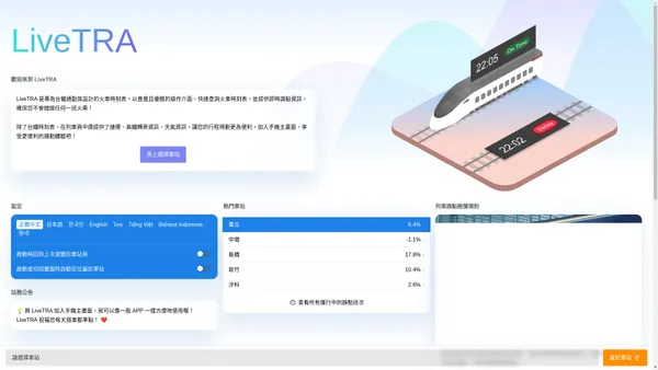 LiveTRA 台鐵即時列車動態時刻表