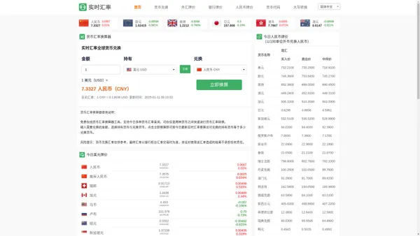 今日最新汇率查询_在线美元换算人民币_世界货币转换器_实时汇率网
