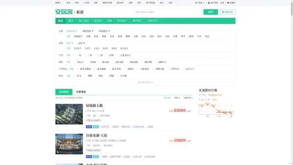 天津楼盘网，天津新房一手房，天津房产网信息网，新开楼盘在售天津楼盘信息 - 安居客